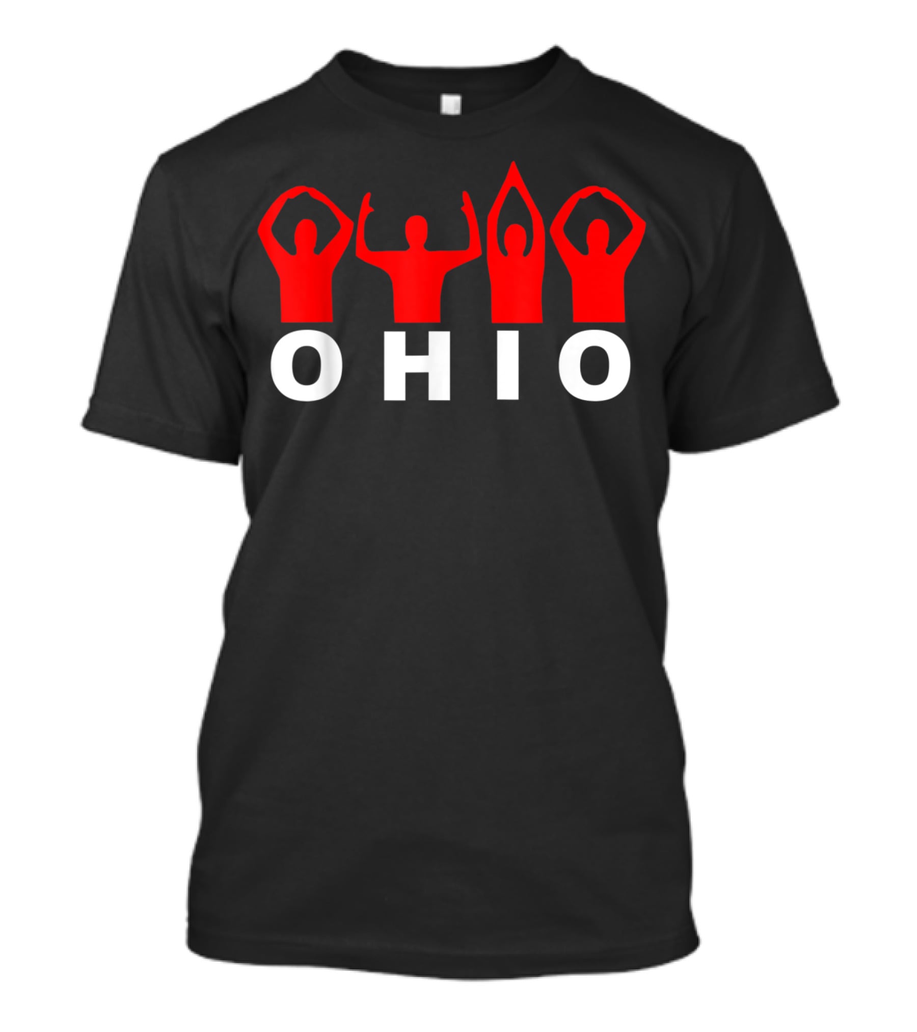 Ohio State Home Pride O-H-I-O Gesture In Red And White T-Shirt