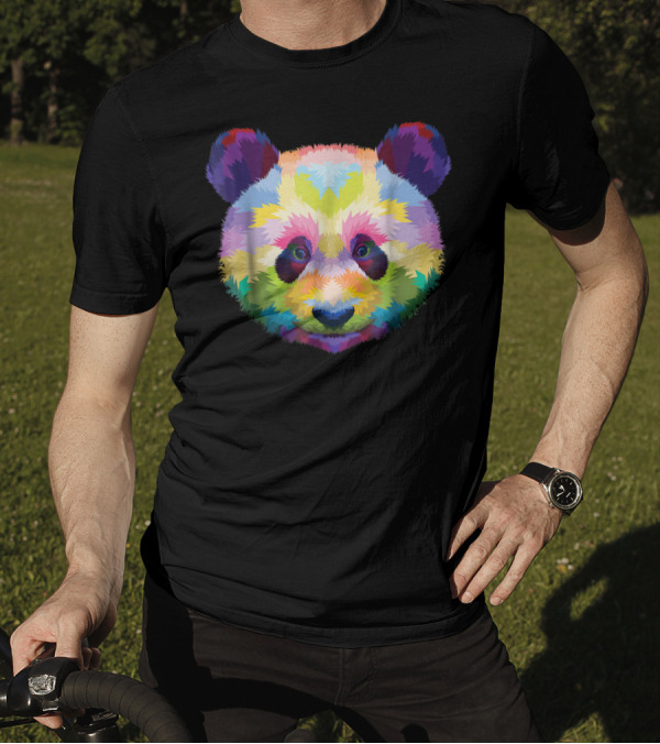 Colorful Pop Art Style Panda Head Vibrant Palette T-Shirt