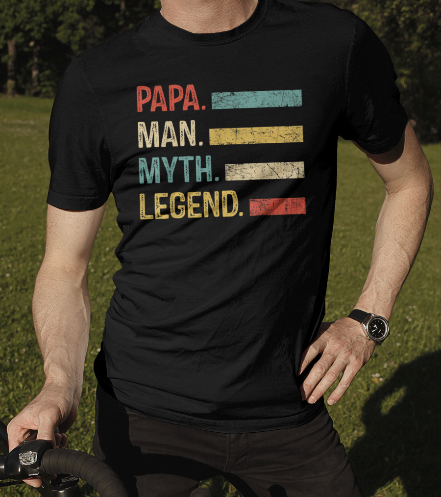 Papa Man Myth Legend Vintage Mens Dad Father T-Shirt