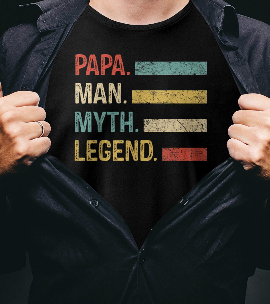 Papa Man Myth Legend Vintage Mens Dad Father T-Shirt