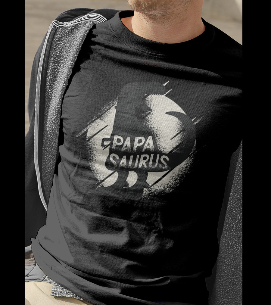 Papasaurus Papa Dinosaur Silhouette Moon T-Shirt
