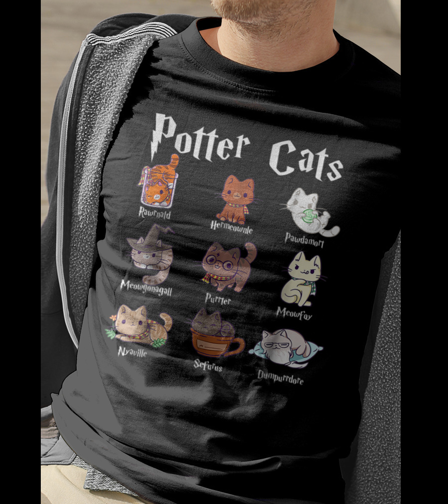 Potter Cats Pawter Kitten Purrfect Meowgonagall Hermiaownle Dumblepurr Pawdamort T-Shirt