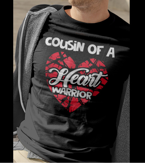 Cousin Of A Heart Warrior Red Ribbon Heart Support T-Shirt