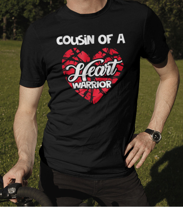 Cousin Of A Heart Warrior Red Ribbon Heart Support T-Shirt