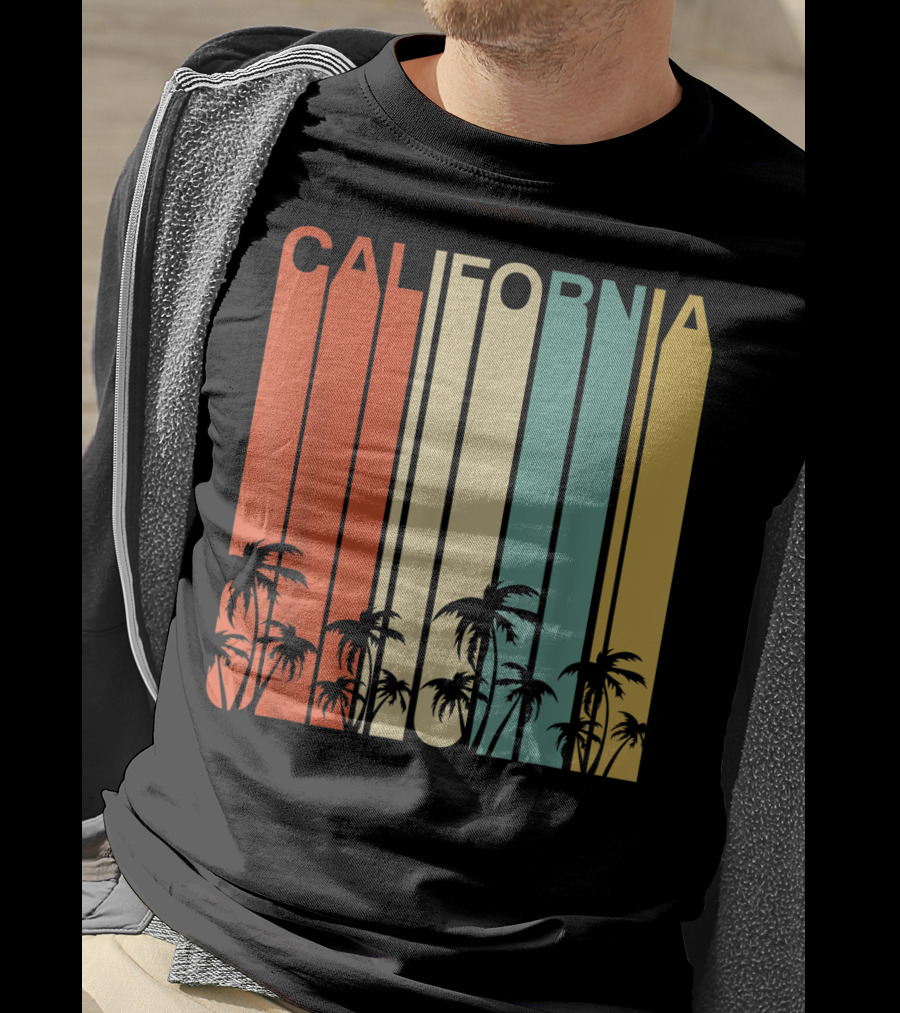 California Retro Surf Vintage 80s Beach Palms T-Shirt