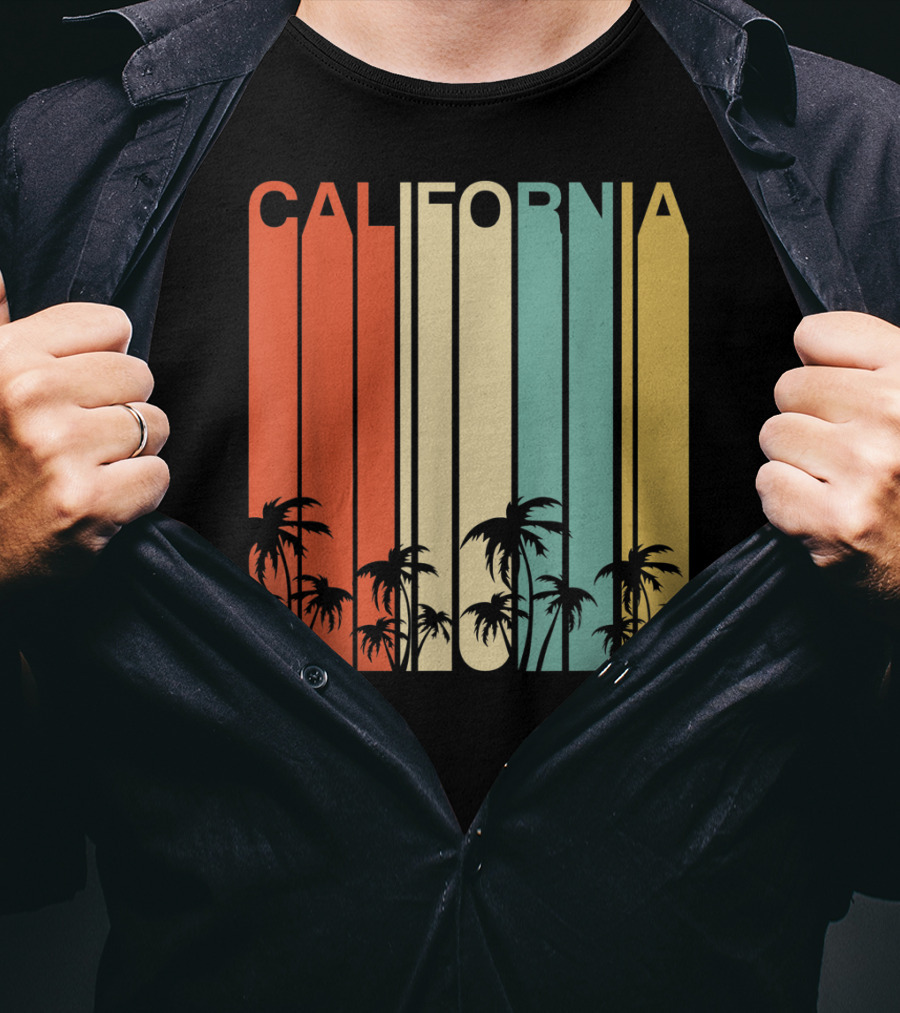 California Retro Surf Vintage 80s Beach Palms T-Shirt