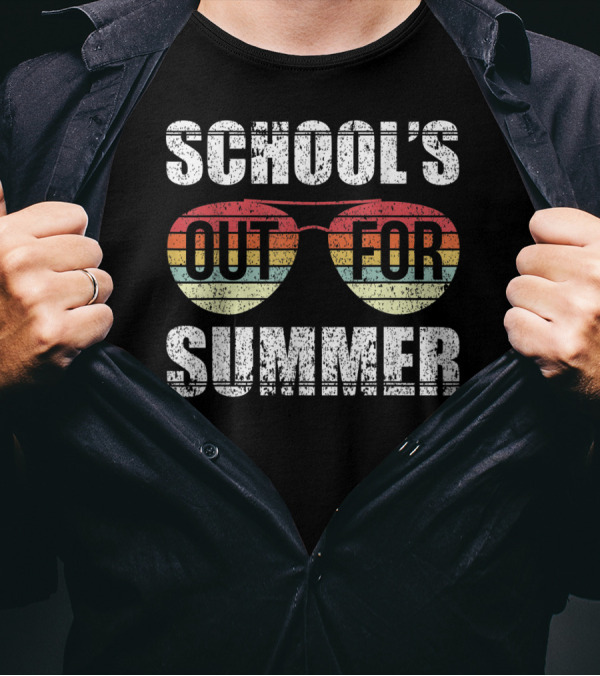 Retro Aviator Sunglasses School's Out For Summer Last Day Of School T-Shirt