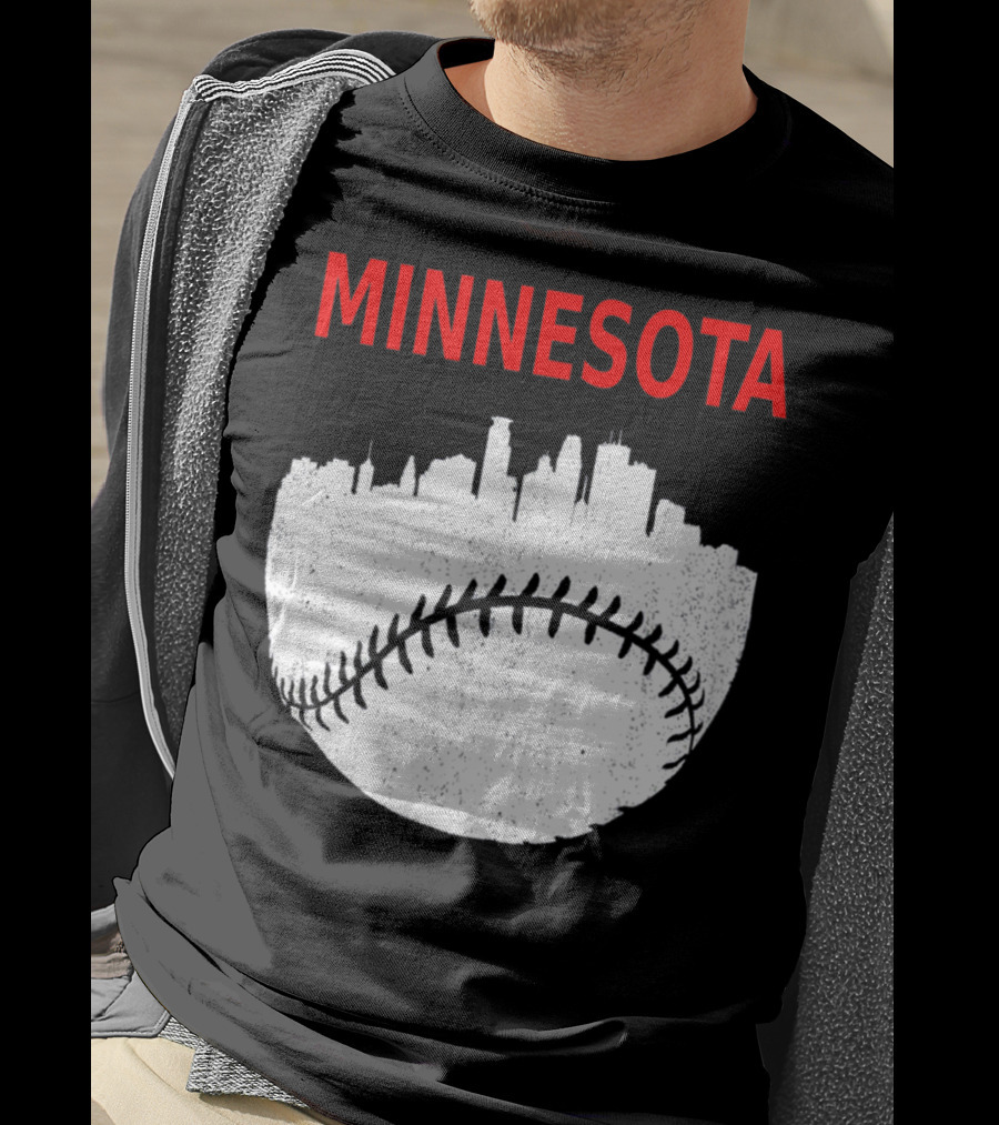 Minnesota Baseball Minneapolis Cityscape Retro Vin T-Shirt
