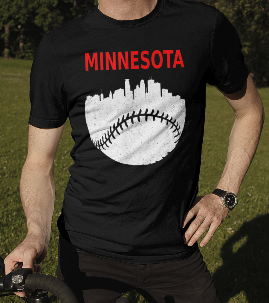 Minnesota Baseball Minneapolis Cityscape Retro Vin T-Shirt