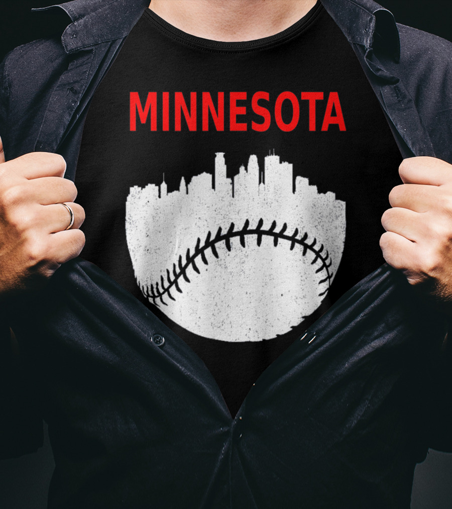Minnesota Baseball Minneapolis Cityscape Retro Vin T-Shirt