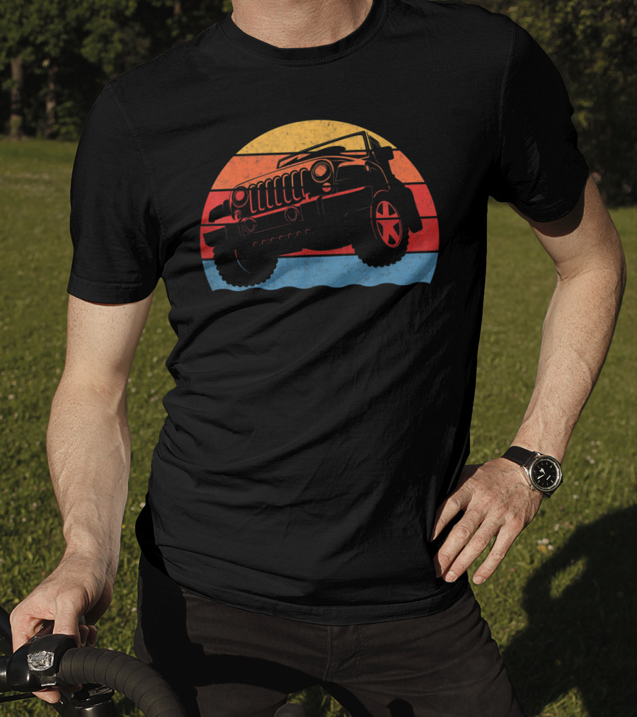 Retro Vintage Jeeps Great 4x4 70s Sunset Stripes T-Shirt