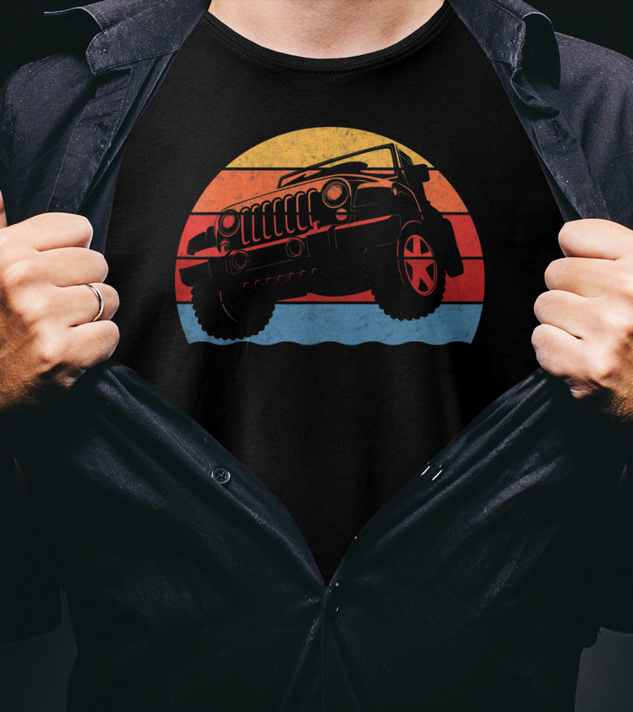 Retro Vintage Jeeps Great 4x4 70s Sunset Stripes T-Shirt