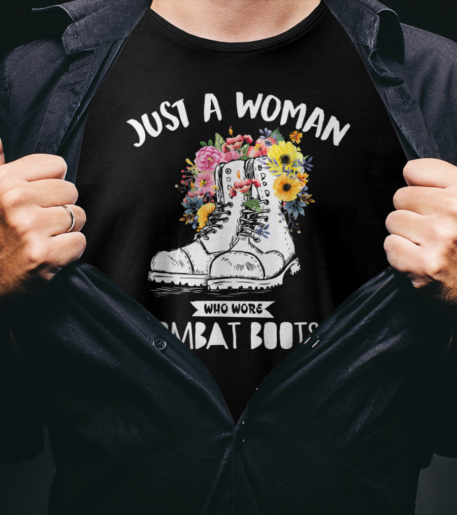 Just A Woman Who Wore Combat Boots Retro Vintage T-Shirt