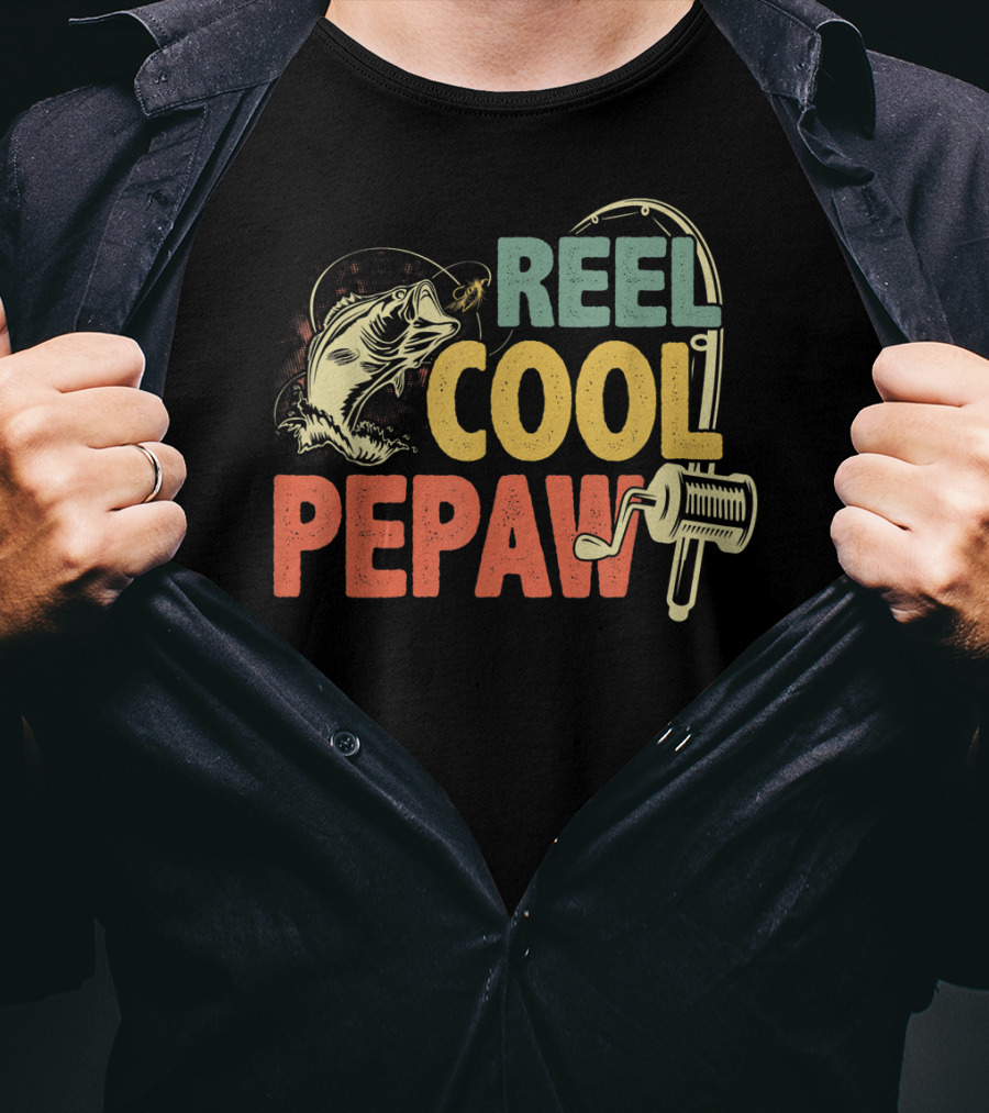 Retro Vintage Reel Cool Pepaw For Fishing Enthusiasts T-Shirt