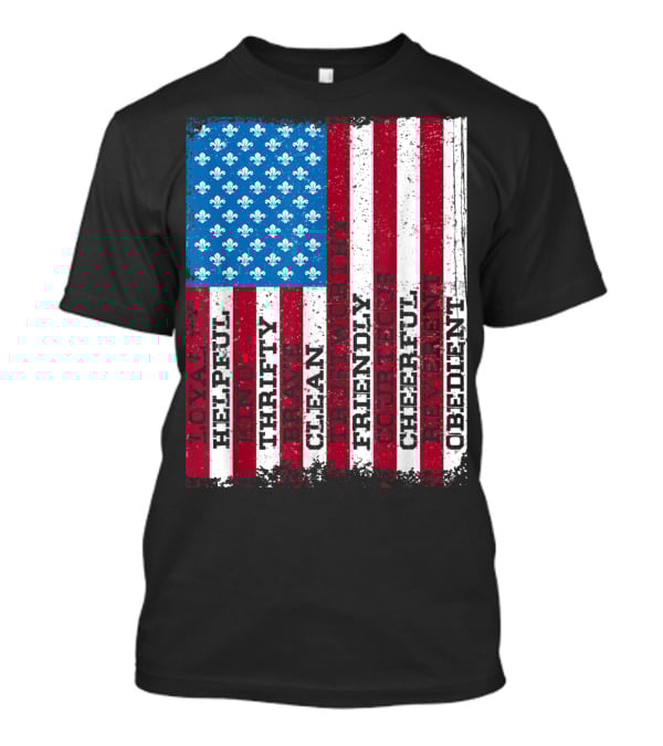 Patriotic Scout Law Traits With US Flag T-Shirt