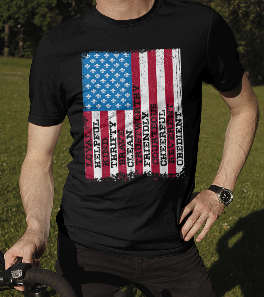 Patriotic Scout Law Traits With US Flag T-Shirt