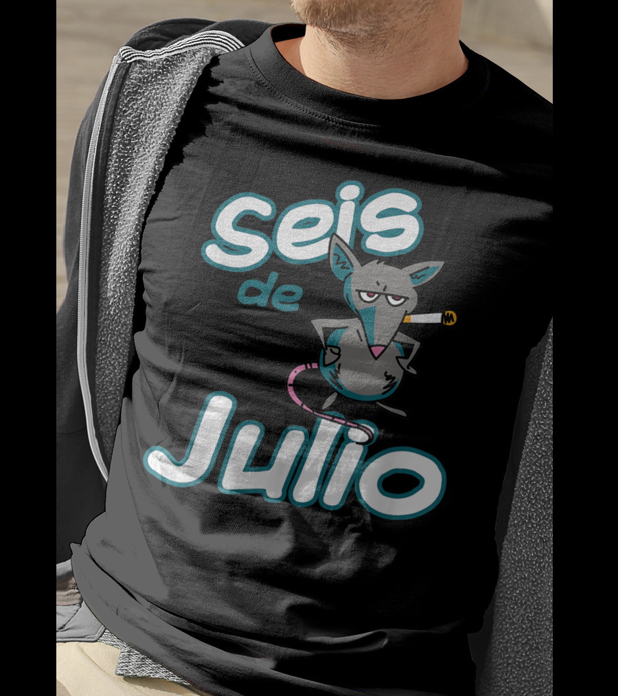 Seis De Julio Smoking Rat Character T-Shirt