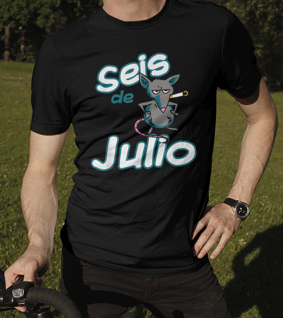 Seis De Julio Smoking Rat Character T-Shirt