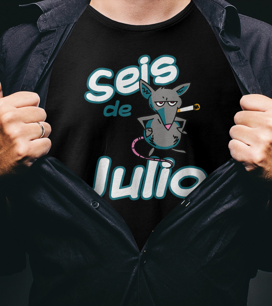 Seis De Julio Smoking Rat Character T-Shirt