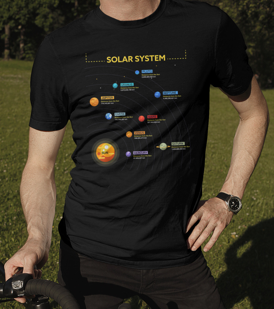 Solar System Sun Mercury Venus Earth Mars Jupiter Saturn Uranus Neptune Pluto T-Shirt