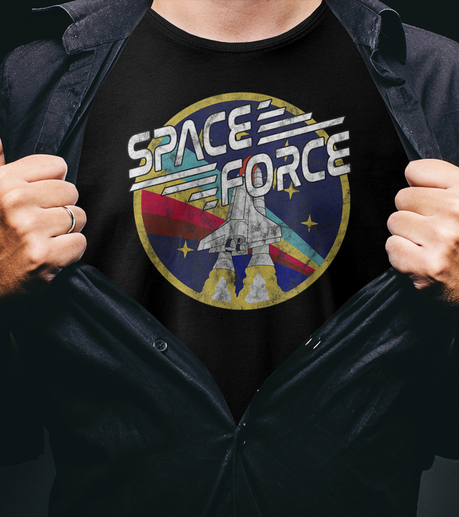 Space Force Retro Shuttle Badge T-Shirt