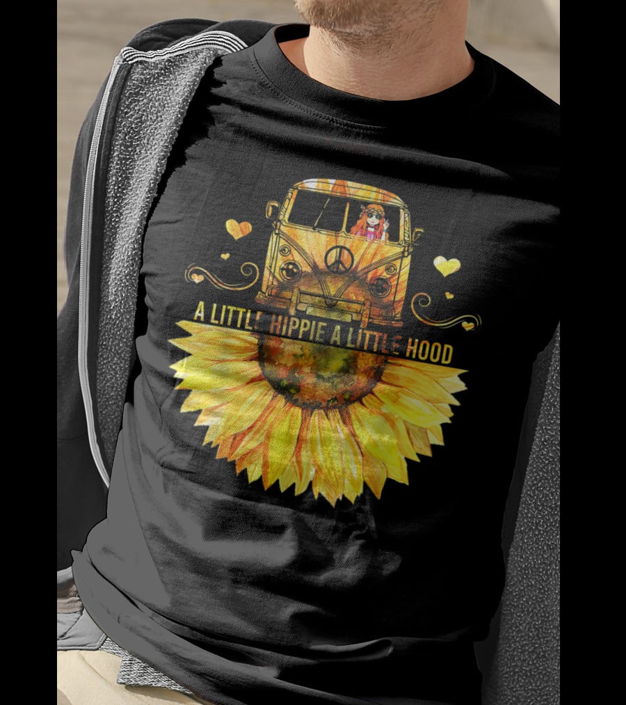 A Little Hippie A Little Hood Sunflower Bus Retro Vibes T-Shirt