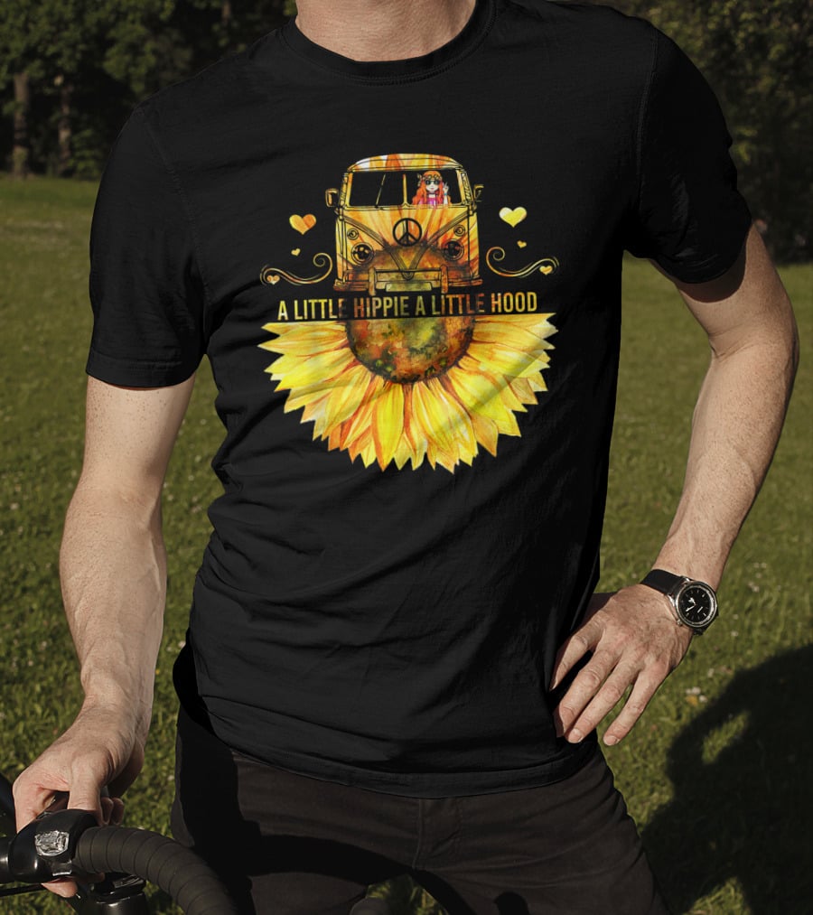 A Little Hippie A Little Hood Sunflower Bus Retro Vibes T-Shirt