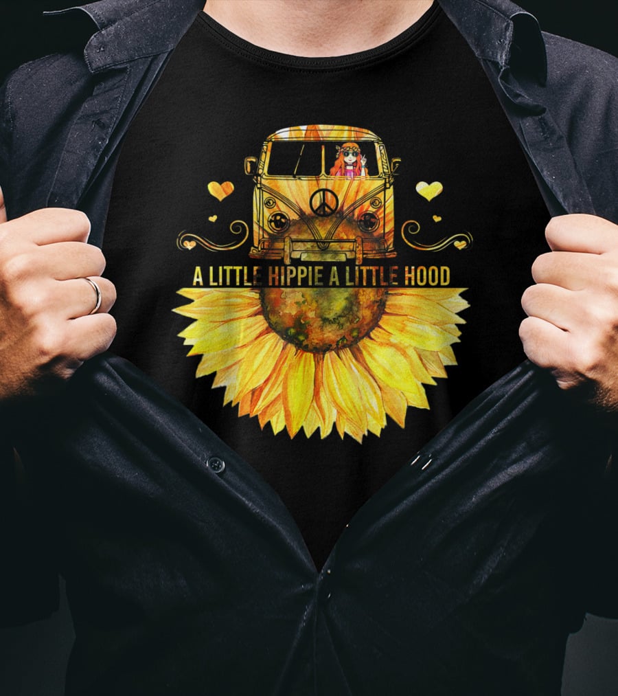 A Little Hippie A Little Hood Sunflower Bus Retro Vibes T-Shirt