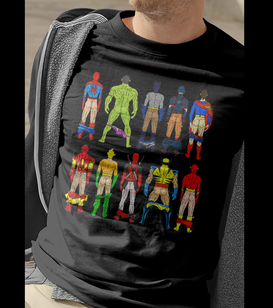 Superhero Butts Avengers DC Comics Parody Action Heroes 4 T-Shirt