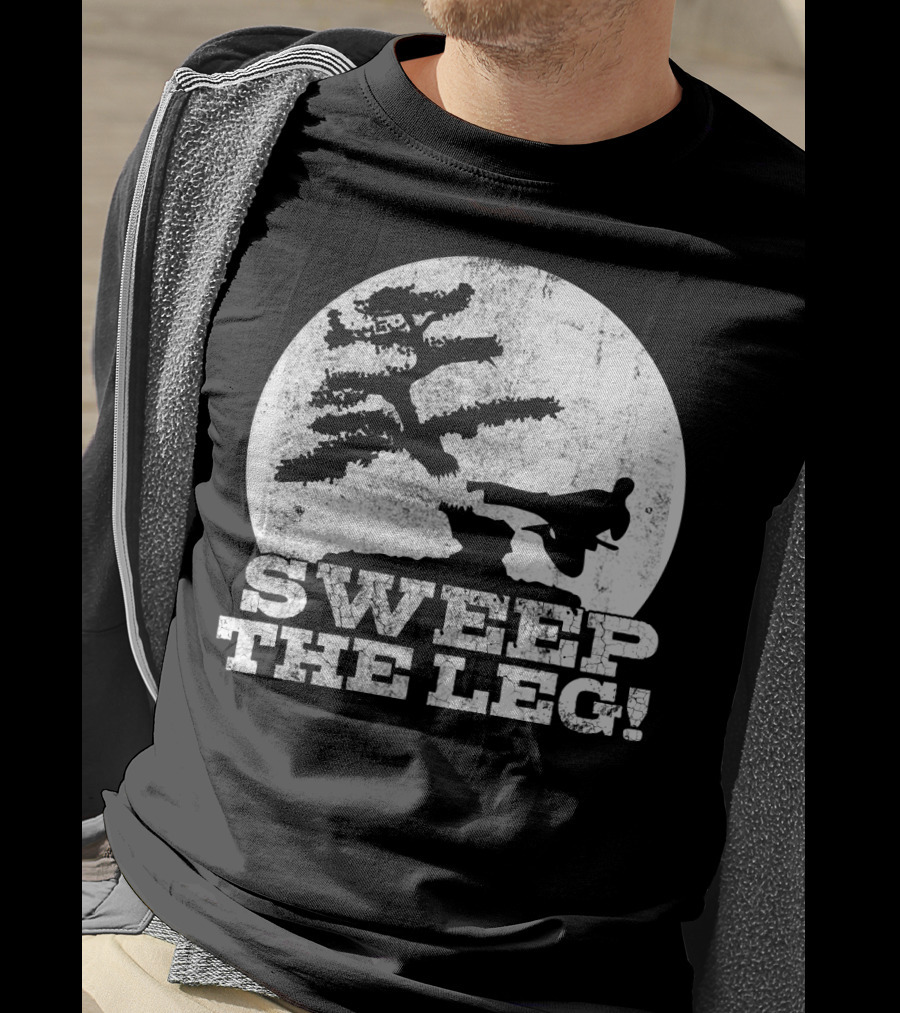 Sweep The Leg Karate Silhouette Bonsai Moon T-Shirt