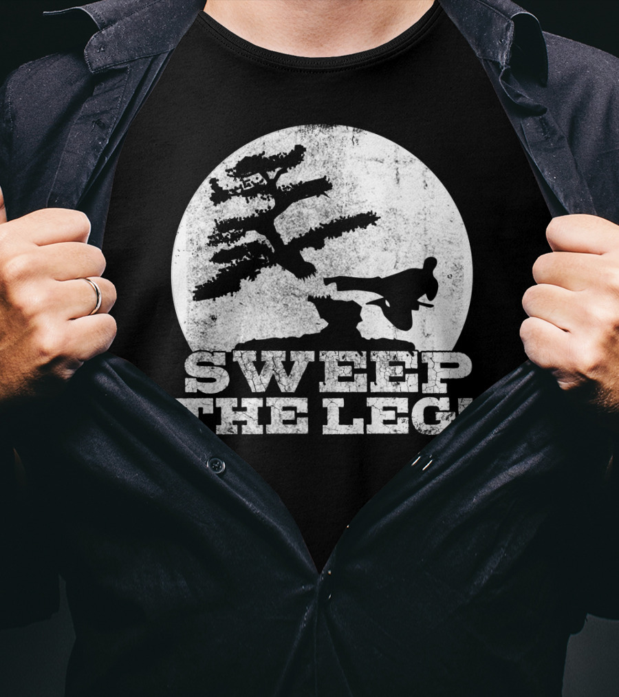 Sweep The Leg Karate Silhouette Bonsai Moon T-Shirt