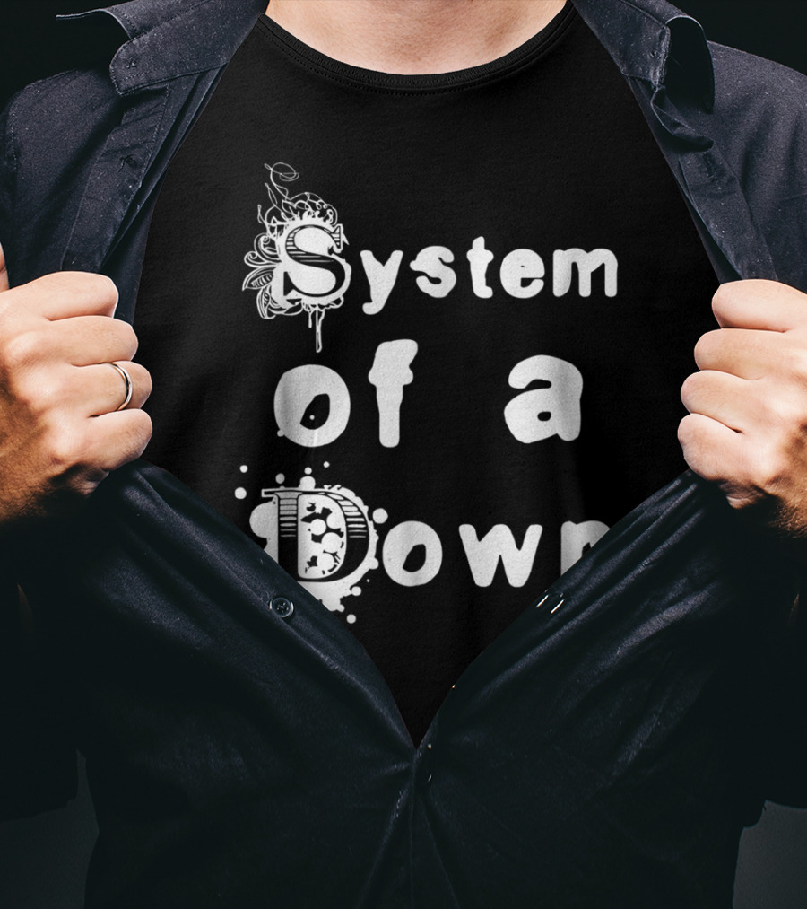 System Of A Down Ornate Lettering With Artistic Design Elements T-Shirt