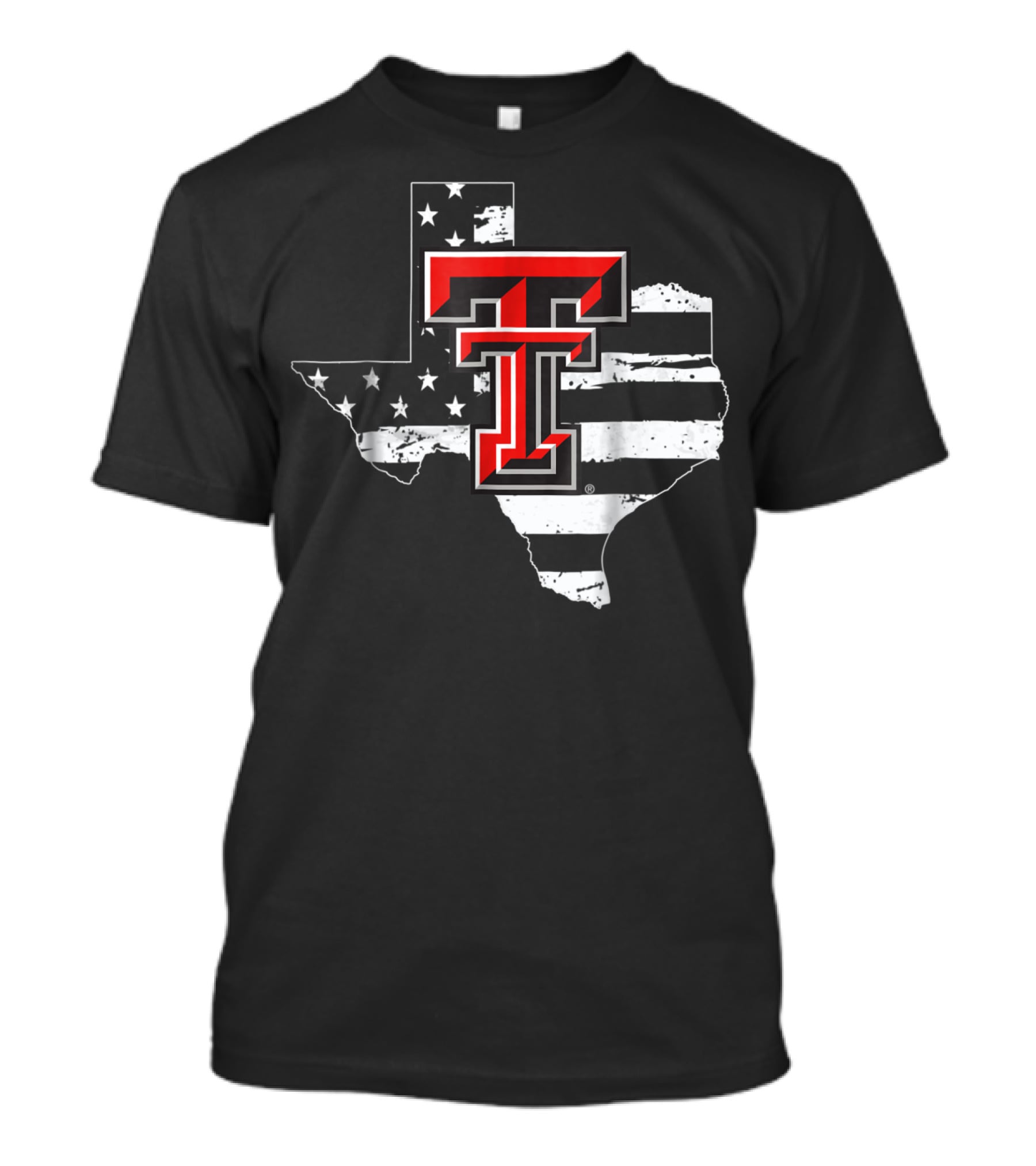 Texas Tech Red Raiders American Flag Texas Outline T-Shirt