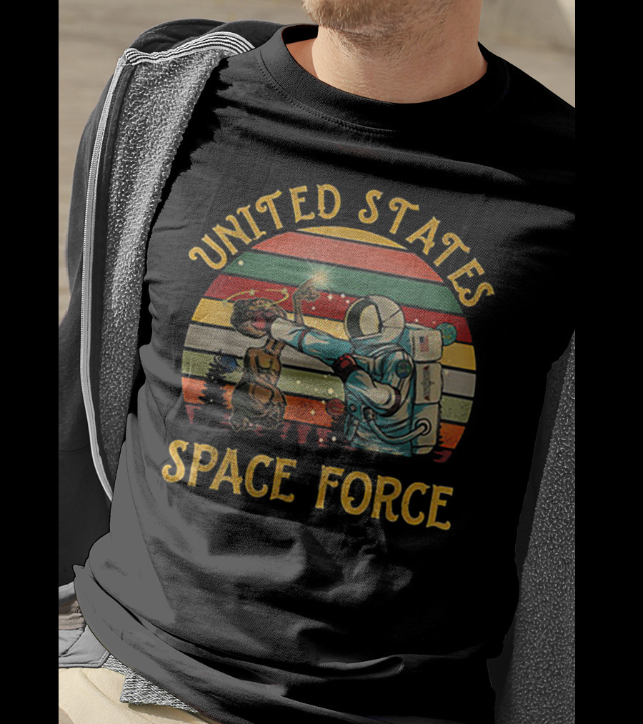 United States Space Force Astronaut Punching Vintage Retro Suns T-Shirt