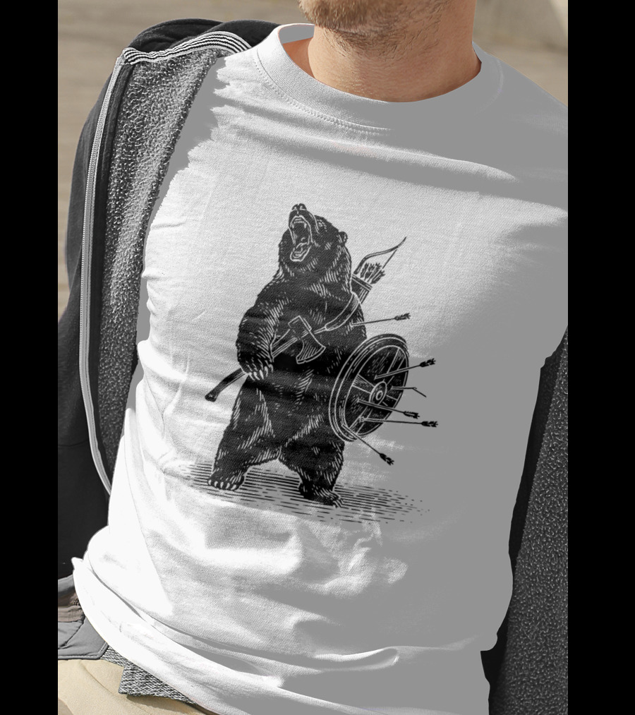 Viking Bear Warrior Polar Bear With Axe And Shield T-Shirt