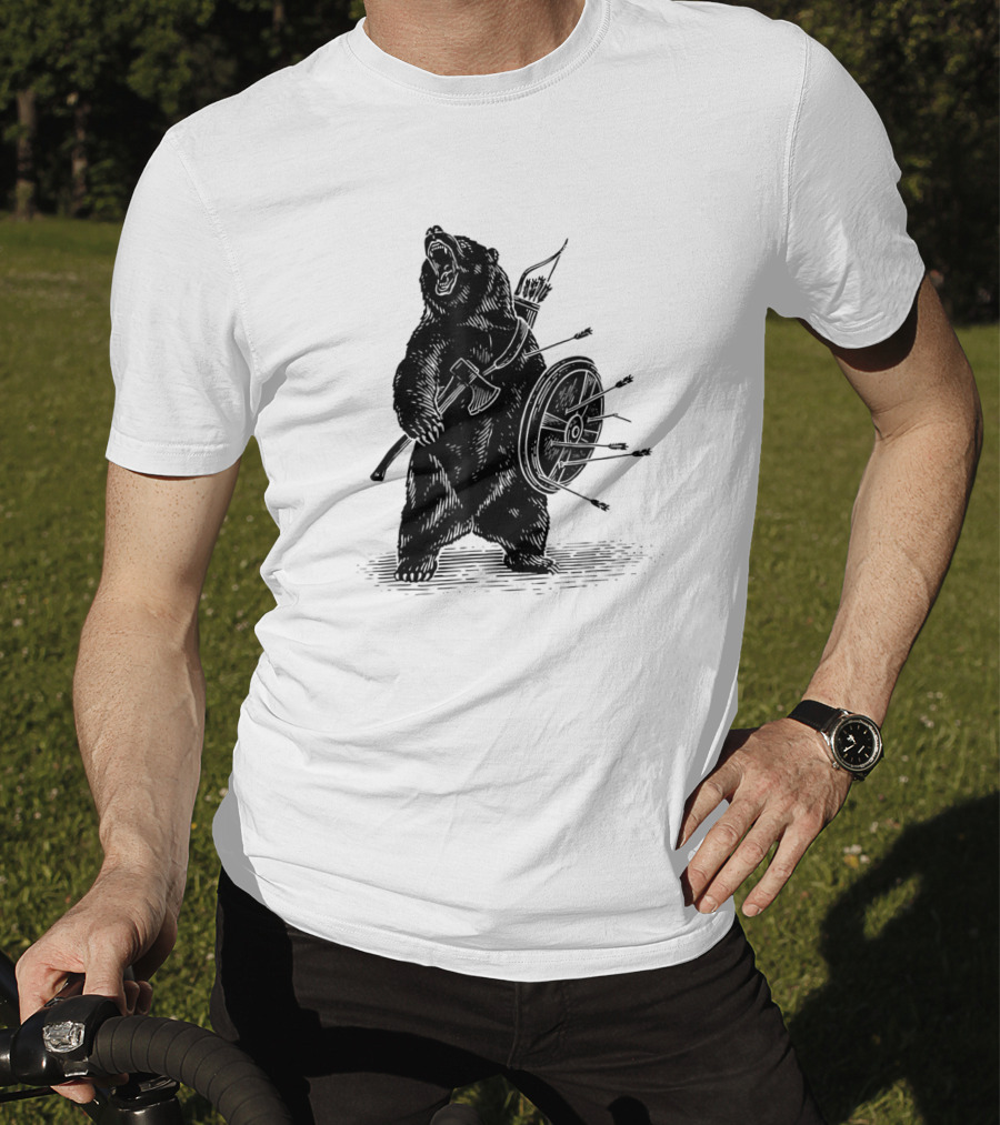 Viking Bear Warrior Polar Bear With Axe And Shield T-Shirt