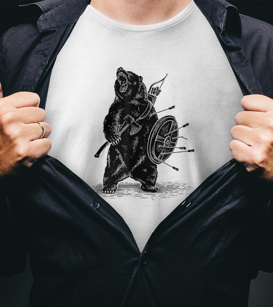 Viking Bear Warrior Polar Bear With Axe And Shield T-Shirt