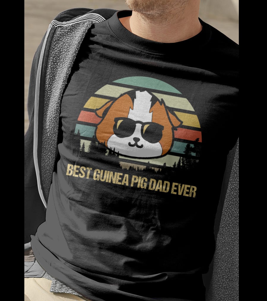 Best Guinea Pig Dad Ever Vintage Sunglasses Forest T-Shirt