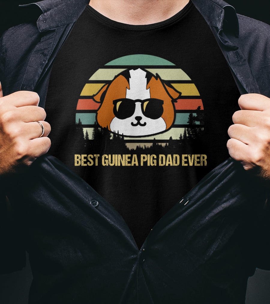 Best Guinea Pig Dad Ever Vintage Sunglasses Forest T-Shirt