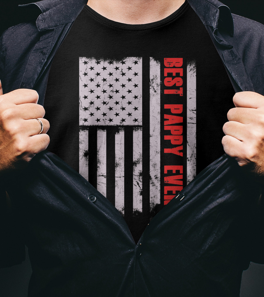 Best Pappy Ever Vintage American Flag T-Shirt