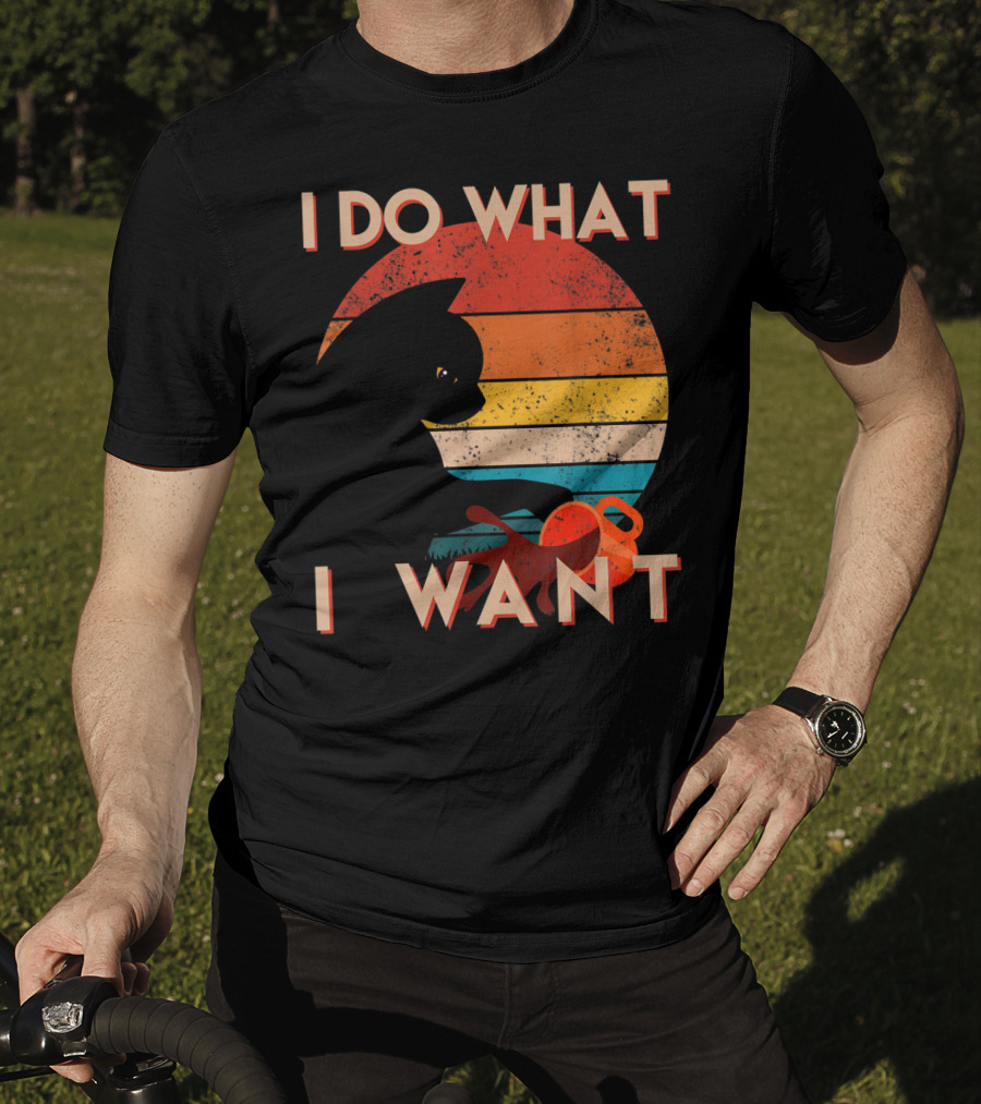 Vintage Cat I Do What I Want Retro Sunset Style Art Cat T-Shirt