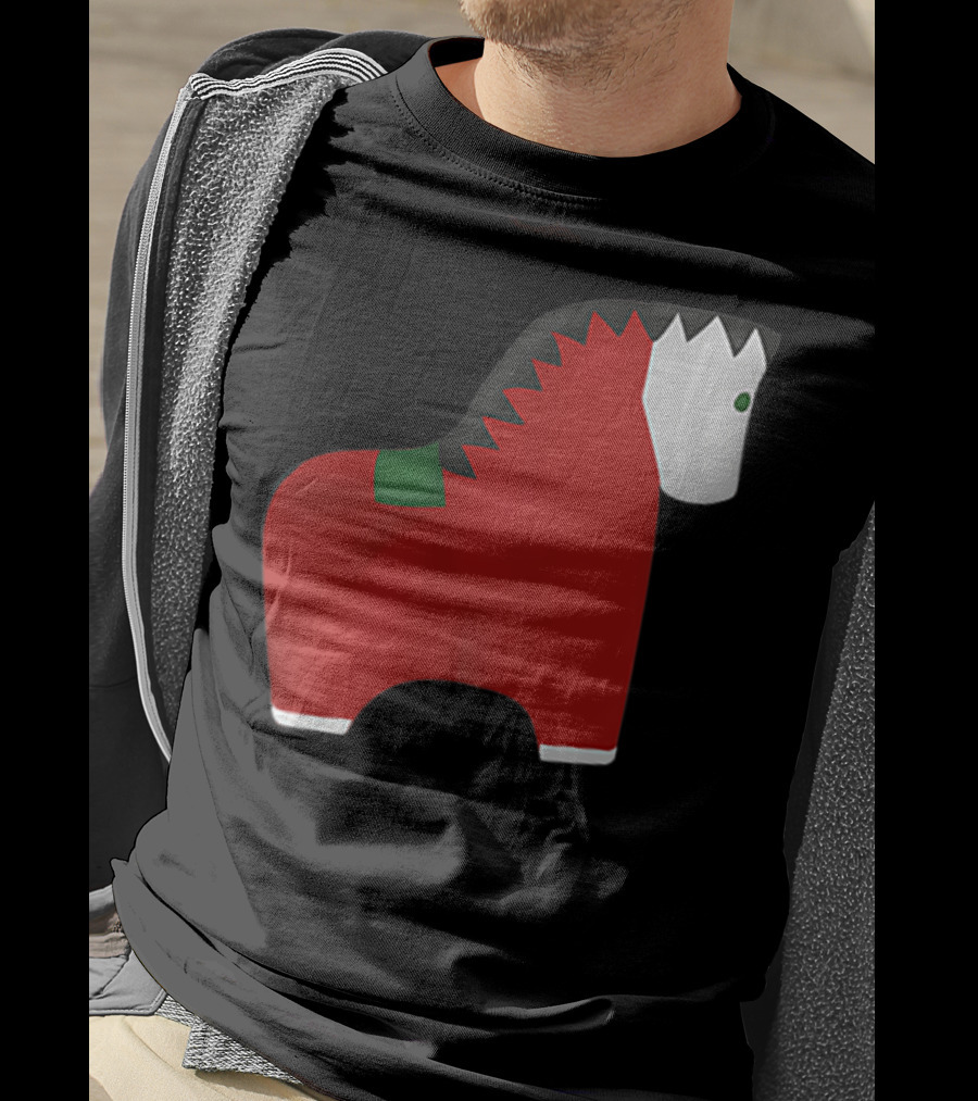 A Special Comic Horse Red Figurine With Black And White Mane T-Shirt