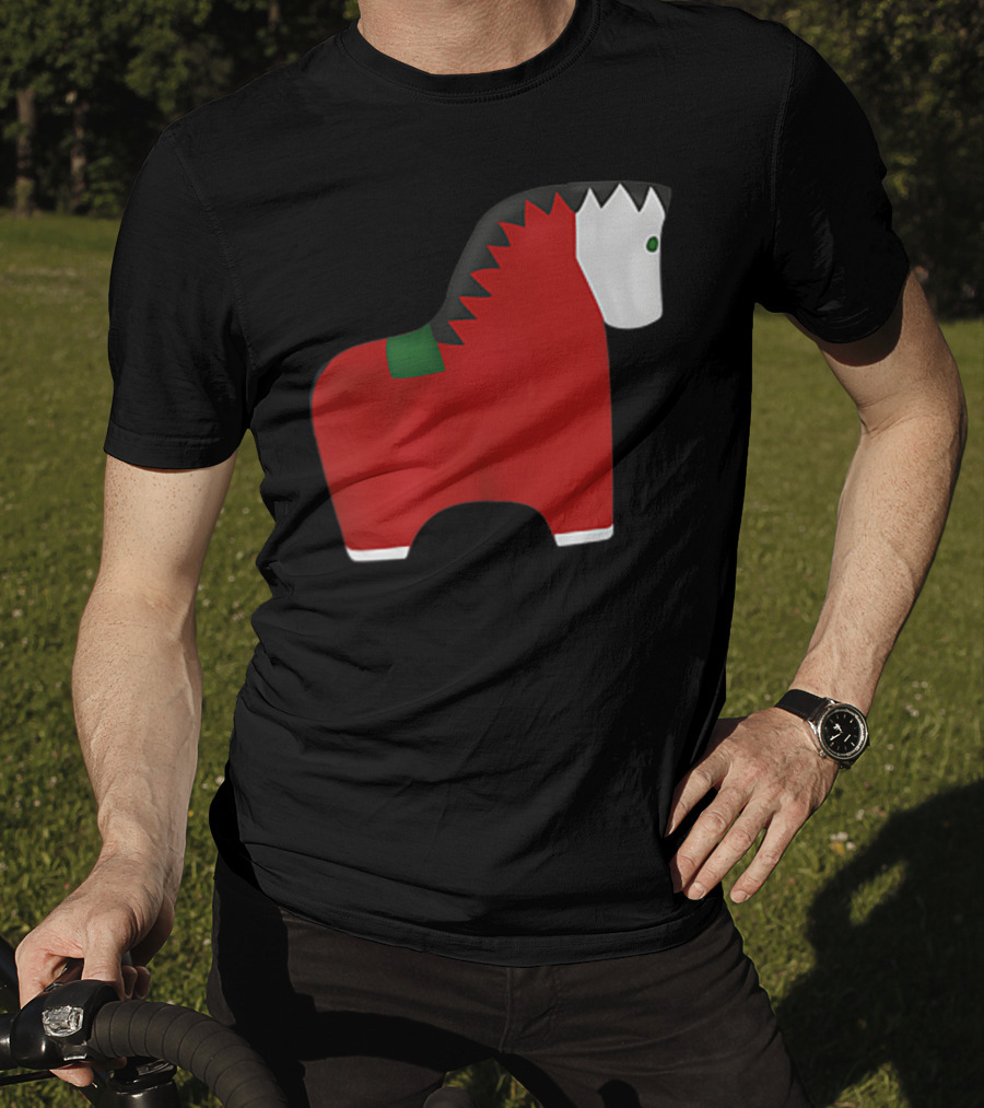 A Special Comic Horse Red Figurine With Black And White Mane T-Shirt
