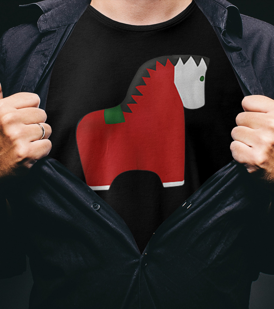 A Special Comic Horse Red Figurine With Black And White Mane T-Shirt