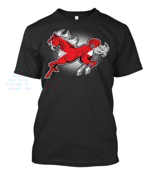 Alabama State Flag Galloping Horse Red And White Stallion T-Shirt