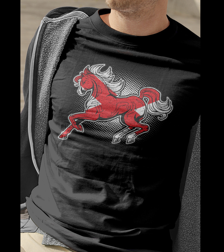 Alabama State Flag Galloping Horse Red And White Stallion T-Shirt