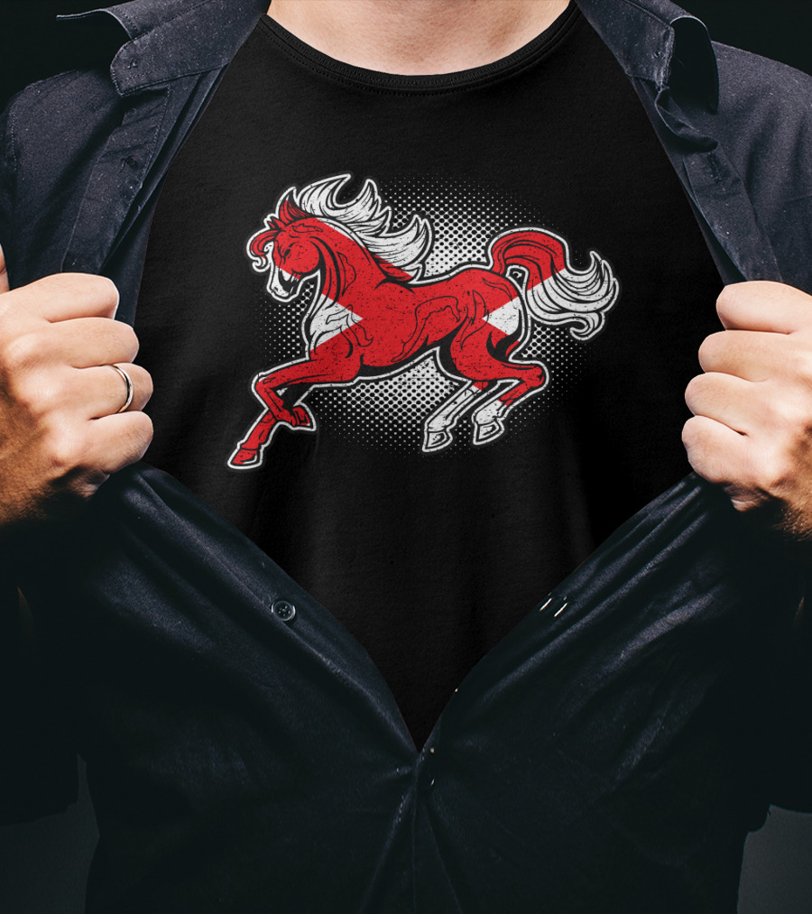 Alabama State Flag Galloping Horse Red And White Stallion T-Shirt