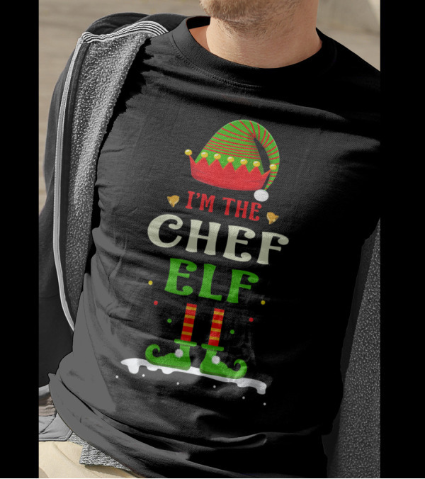 I'm The Chef Elf Christmas Hat And Striped Shoes T-Shirt