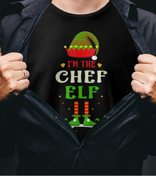 I'm The Chef Elf Christmas Hat And Striped Shoes T-Shirt
