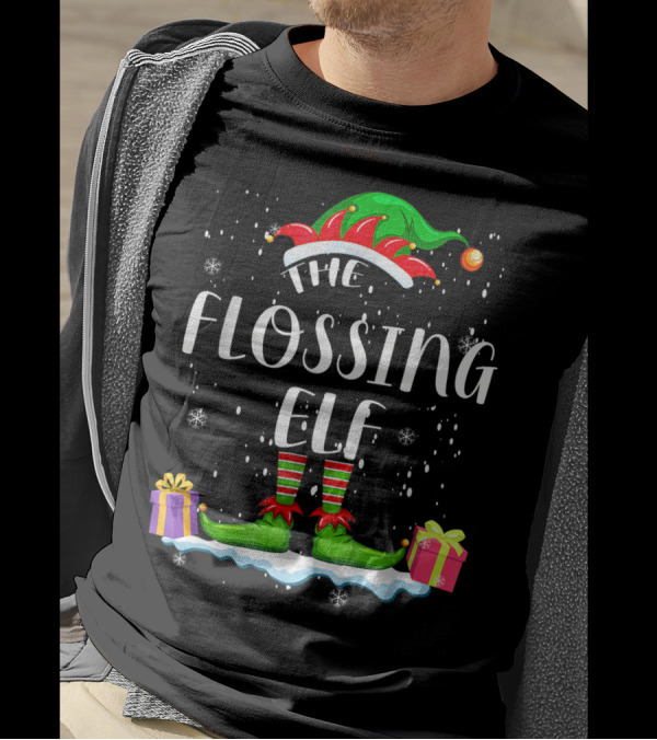 The Flossing Elf Christmas Snowflakes And Gifts Holiday Family T-Shirt